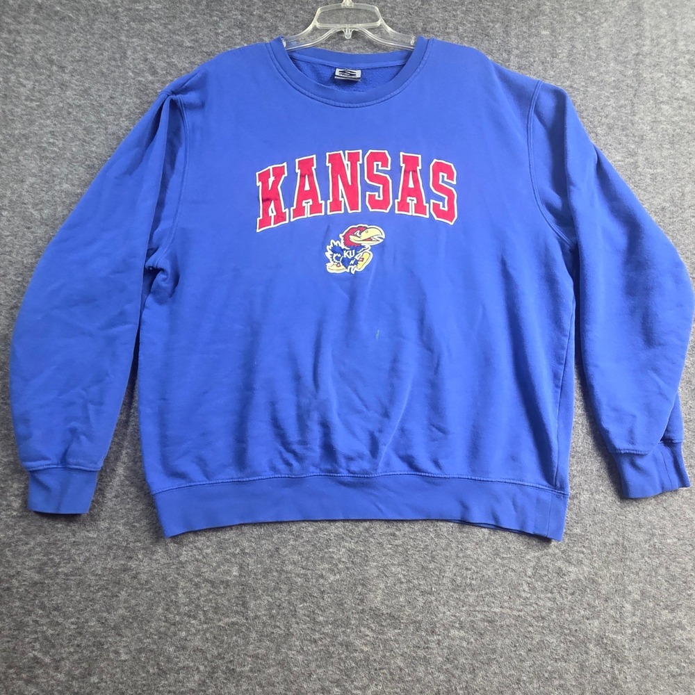 Vintage Kansas Jayhawks Stadium Athletics Sweatshirt Mens XXL Blue Crewneck